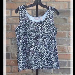 Chico's Tank Camisole Zebra Black White Sz 8